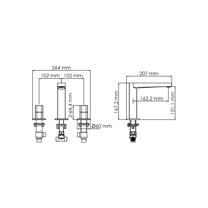 Смеситель для раковины встраиваемый 8635 WasserKraft Naab 8600, Хром