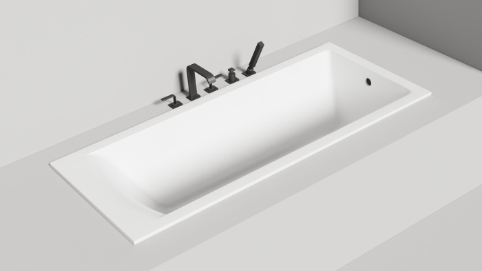Ванна встраиваемая 170x75 Salini Cascata 104113G, искусственный камень S-Sense, Белый, БЕЗ СЛИВА-ПЕРЕЛИВА