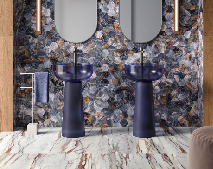 Мозаика Sant'Agostino Star Maxi Class Onyx Indigo Krystal 30x64,5