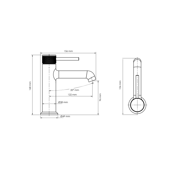 Смеситель для раковины 9803MB WasserKraft Muritz 9800, Черный Матовый