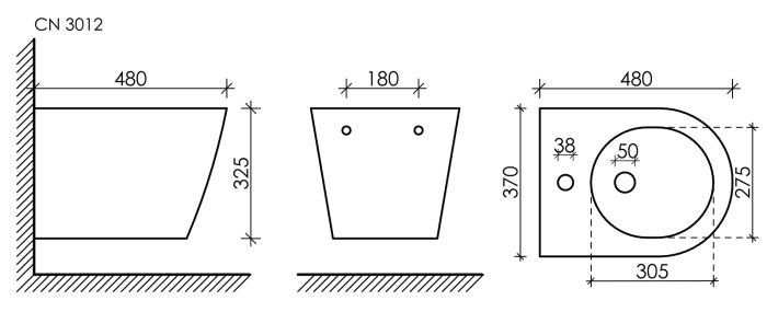 Биде подвесное CN3012 Ceramica Nova Forma, Белый