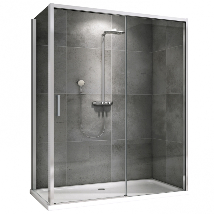 Душевой уголок 90x170 см Abber Komfort AG93170-S92, Профиль Хром, Стекло Прозрачное, БЕЗ ПОДДОНА