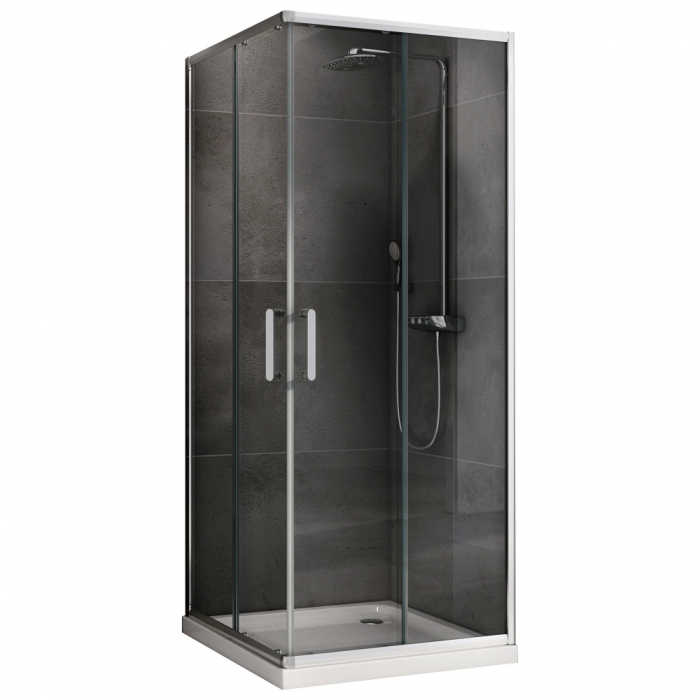 Душевой уголок 100x100 см Abber Schwarzer Diamant AG021005, Профиль Хром, Стекло Прозрачное, БЕЗ ПОДДОНА