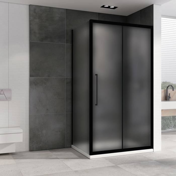 Душевой уголок Abber 70x100 см Schwarzer Diamant AG30100BMH-S70BM, Профиль Черный, Стекло Матовое, БЕЗ ПОДДОНА