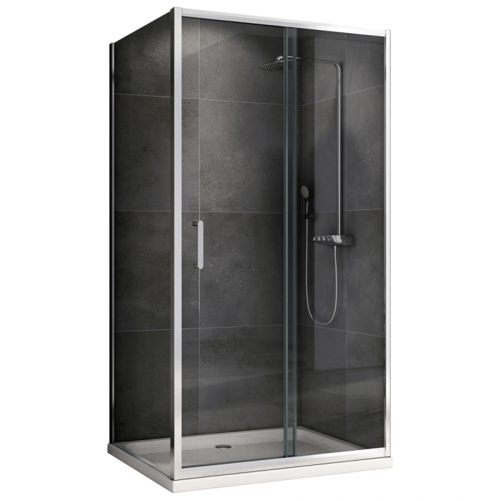 Душевой уголок 90x130 см Abber Schwarzer Diamant AG301305-S905, Профиль Хром, Стекло Прозрачное, БЕЗ ПОДДОНА