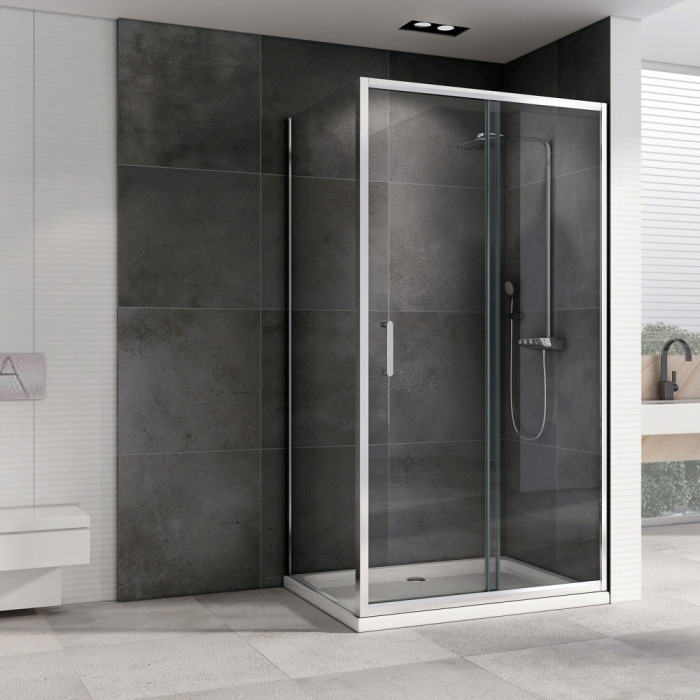 Душевой уголок 90x130 см Abber Schwarzer Diamant AG301305-S905, Профиль Хром, Стекло Прозрачное, БЕЗ ПОДДОНА