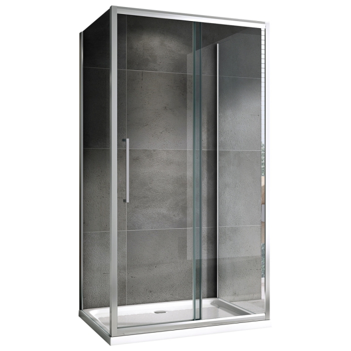 Душевой уголок 80x150 см Abber Schwarzer Diamant AG30150H-S80-S80, Профиль Хром, Стекло Прозрачное, БЕЗ ПОДДОНА