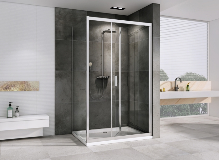 Душевой уголок 90x110 см Abber Sonnenstrand AG07110-S90, Профиль Хром, Стекло Прозрачное, БЕЗ ПОДДОНА