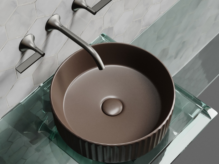 Раковина круглая накладная CN6057MDB Ceramica Nova Element, Темно-Коричневый Матовый
