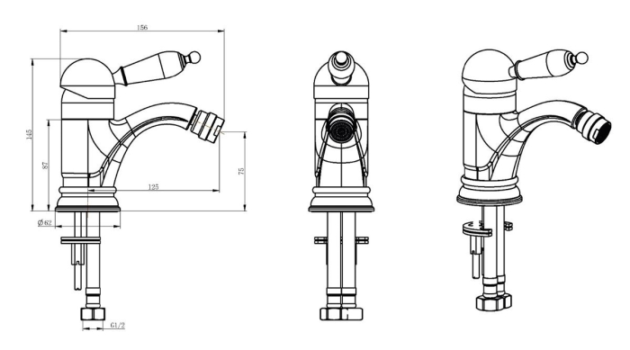 Смеситель для биде 306-SW Boheme Medici Ripresa, Бронза, С КРИСТАЛЛАМИ SWAROVSKI