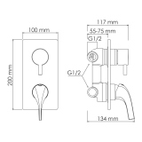 Смеситель встроенный 7171 WasserKraft Sauer 7100, Золото Глянцевое, С ВНУТРЕННЕЙ ЧАСТЬЮ