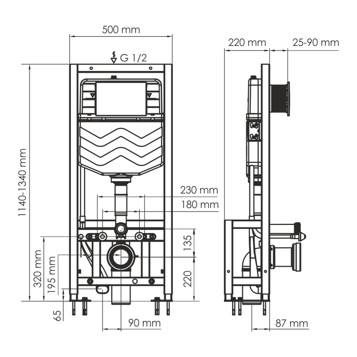 Инсталляция для унитаза 61TLT.010.ME.MG03 WasserKraft Dill 61, С КНОПКОЙ СМЫВА