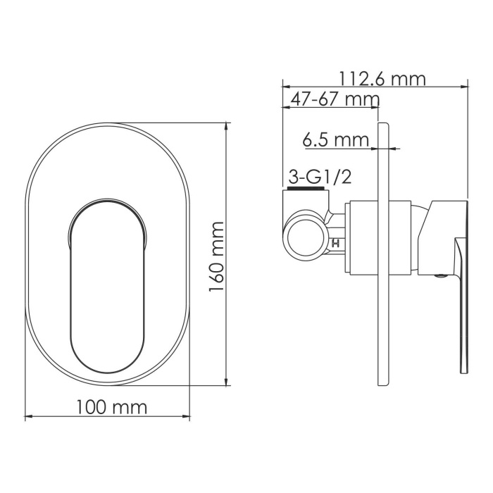 Смеситель встроенный 8551 WasserKraft Mindel 8500, Белый Матовый, С ВНУТРЕННЕЙ ЧАСТЬЮ