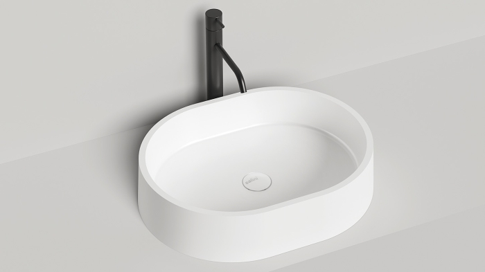 Раковина накладная 56x44 Salini Gloria 10 1102211M, искусственный камень S-Stone, Белый Матовый, БЕЗ ДОННОГО КЛАПАНА
