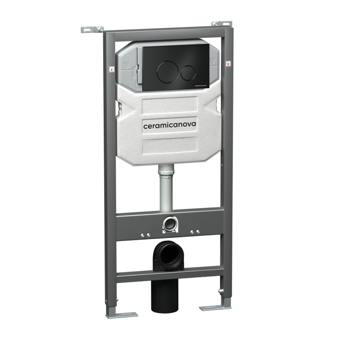 Инсталляция для унитазов CN1001B Ceramica Nova Envision, с кнопкой смыва Round, цвет чёрный матовый