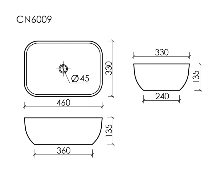 Раковина чаша накладная на столешницу CN6009MDH Ceramica Nova Element, Темно Антрацит Матовый