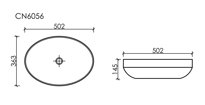 Раковина овальная накладная CN6056MB Ceramica Nova Element, Черный Матовый