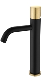 Смеситель для раковины высокий 122-BG.2 Boheme Stick Black/Gold, Золото/Черный, С РУЧКОЙ TOUCH