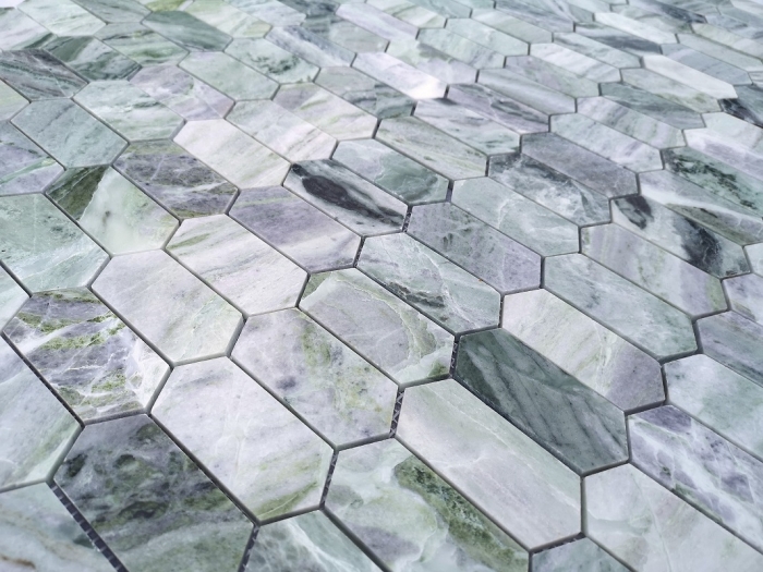 Мозаика LeeDo Pietrine Hexagonal Onice Verde Oliva Pol Long Hex (3,8x8,6) 27,8x30,4