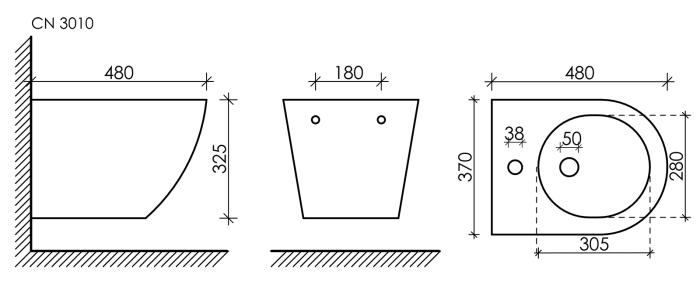 Биде подвесное CN3010 Ceramica Nova Forma, Белый 