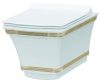 Унитаз подвесной с узором 951-G Boheme Hermitage GOLD, БЕЗ КРЫШКИ