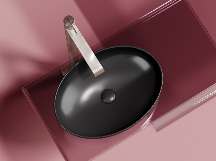 Раковина овальная накладная CN6056MB Ceramica Nova Element, Черный Матовый