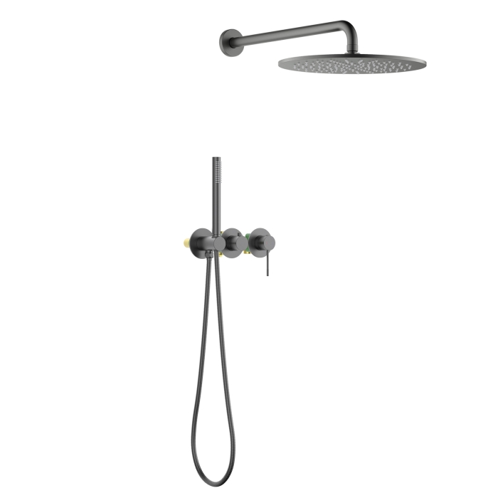 Душевая система с тропическим душем SX-2349/18SM Timo Saona, Золото Черное, С ВНУТРЕННЕЙ ЧАСТЬЮ