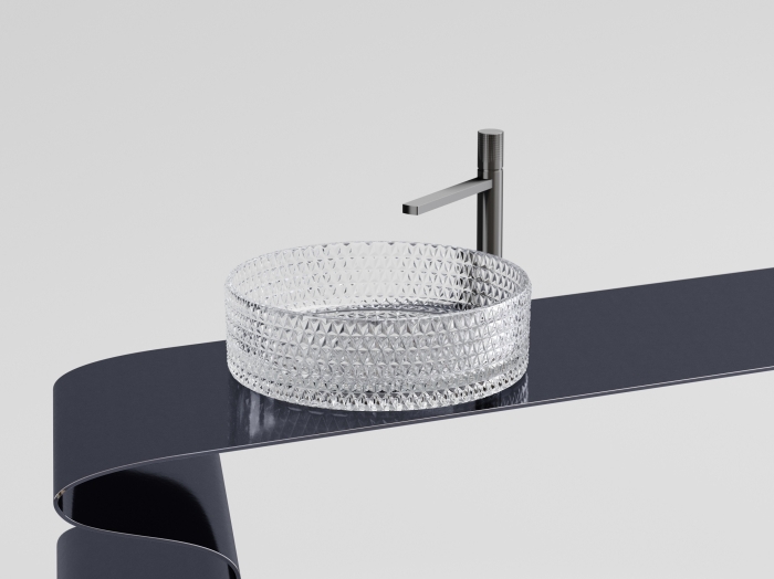 Раковина стеклянная D36 см накладная CN6062 Ceramica Nova Cristal, Прозрачный, БЕЗ ДОННОГО КЛАПАНА