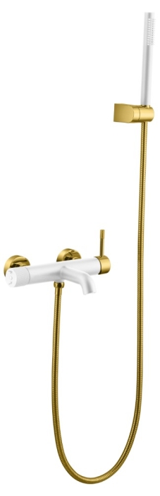 Смеситель для ванны 463-WG Boheme Uno White/Gold, Белый/Золото, С ДЕРЖАТЕЛЕМ И ДУШЕМ