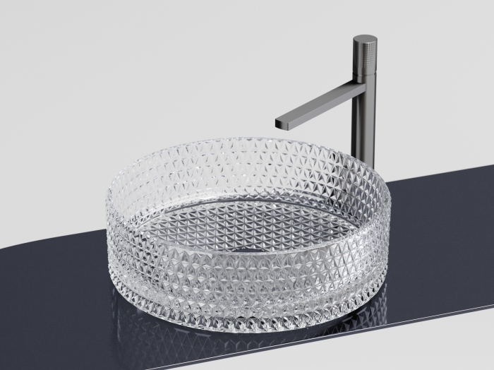 Раковина стеклянная D36 см накладная CN6062 Ceramica Nova Cristal, Прозрачный, БЕЗ ДОННОГО КЛАПАНА